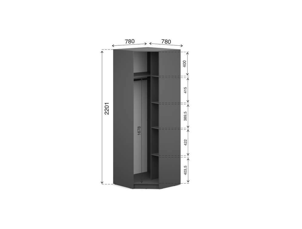 Купить шкаф угловой для одежды Феникс 1 (система), цвет 94047, 780 мм
