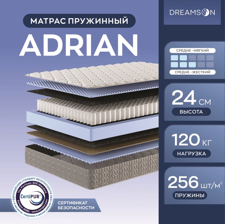 Матрас "Adrian трикотаж" 1200*1900 - купить недорого с доставкой | Каталог Громада и Мебельвилль