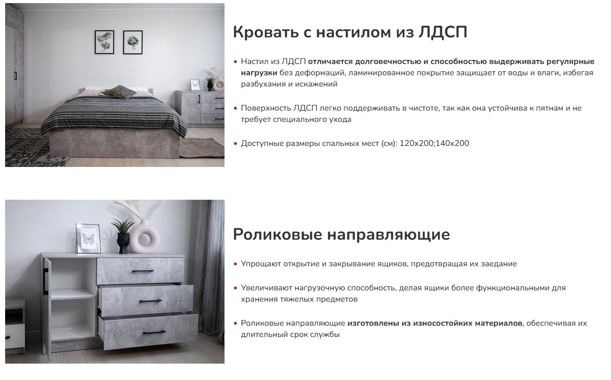 Спальня "Чикаго" бетон - купить недорого с доставкой | Каталог Громада и Мебельвилль