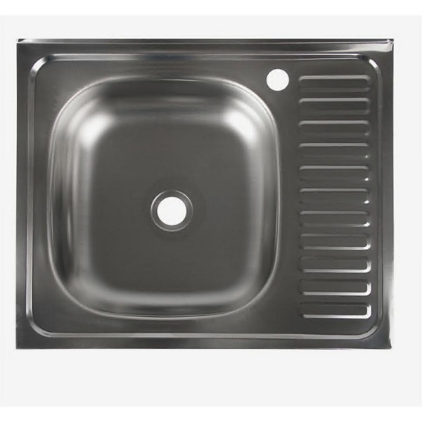 Мойка накладная нерж 60*60 т.0,4 левая без сифона