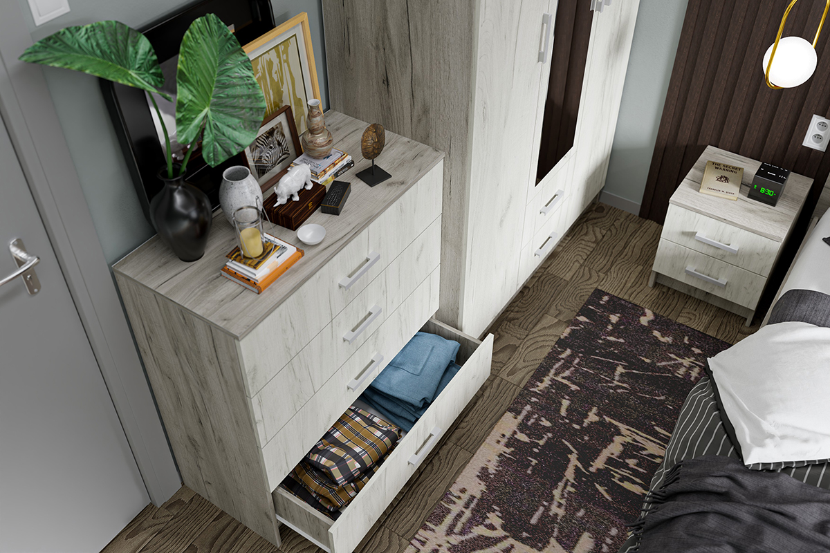 "Гармония" Комод 4 ящика КМ 601, Дуб Крафт серый/Дуб Крафт белый