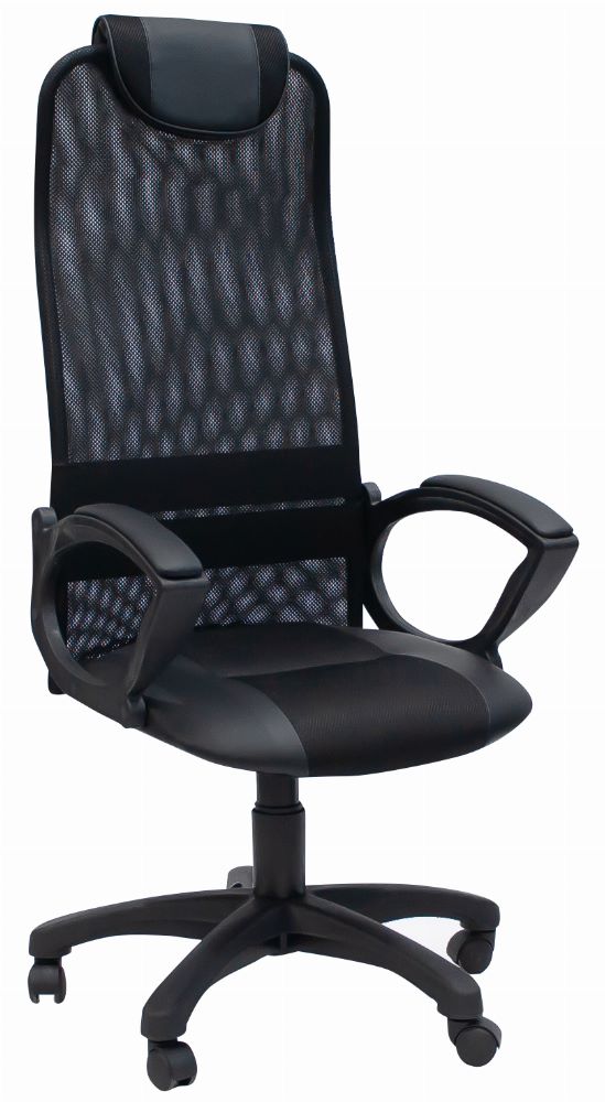 Кресло "Элегант L4" Ткань черная "сетка", пятилучие пластик, механизм Пиастра