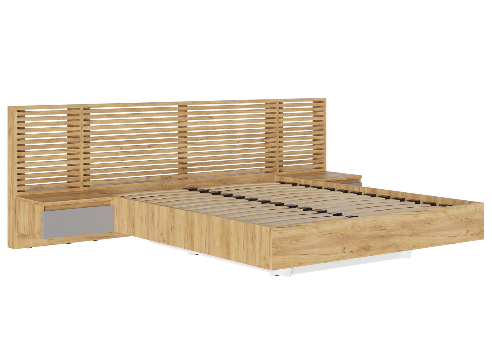 "Бостон" Спальный комплект ЛДСП 1600х2000, Корпус-Дуб Крафт золотой Фасад ЛДСП-Серый Шифер