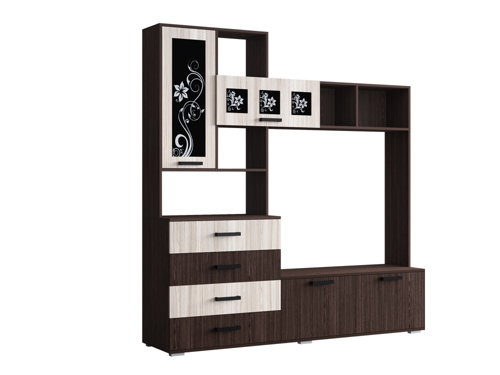 Гостиная "Нота-11 ЛДСП" Центральная секция, Ясень шимо светлый/Венге