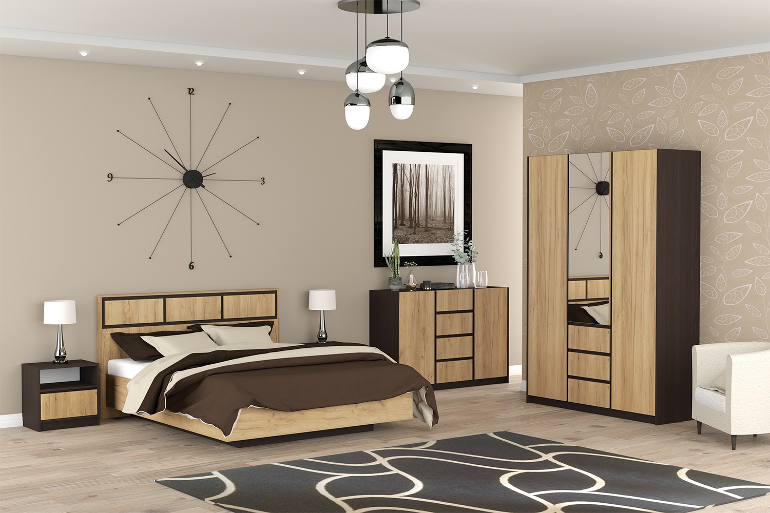 "Флоренция" Комод, Дуб Венге/Дуб Крафт Золотой