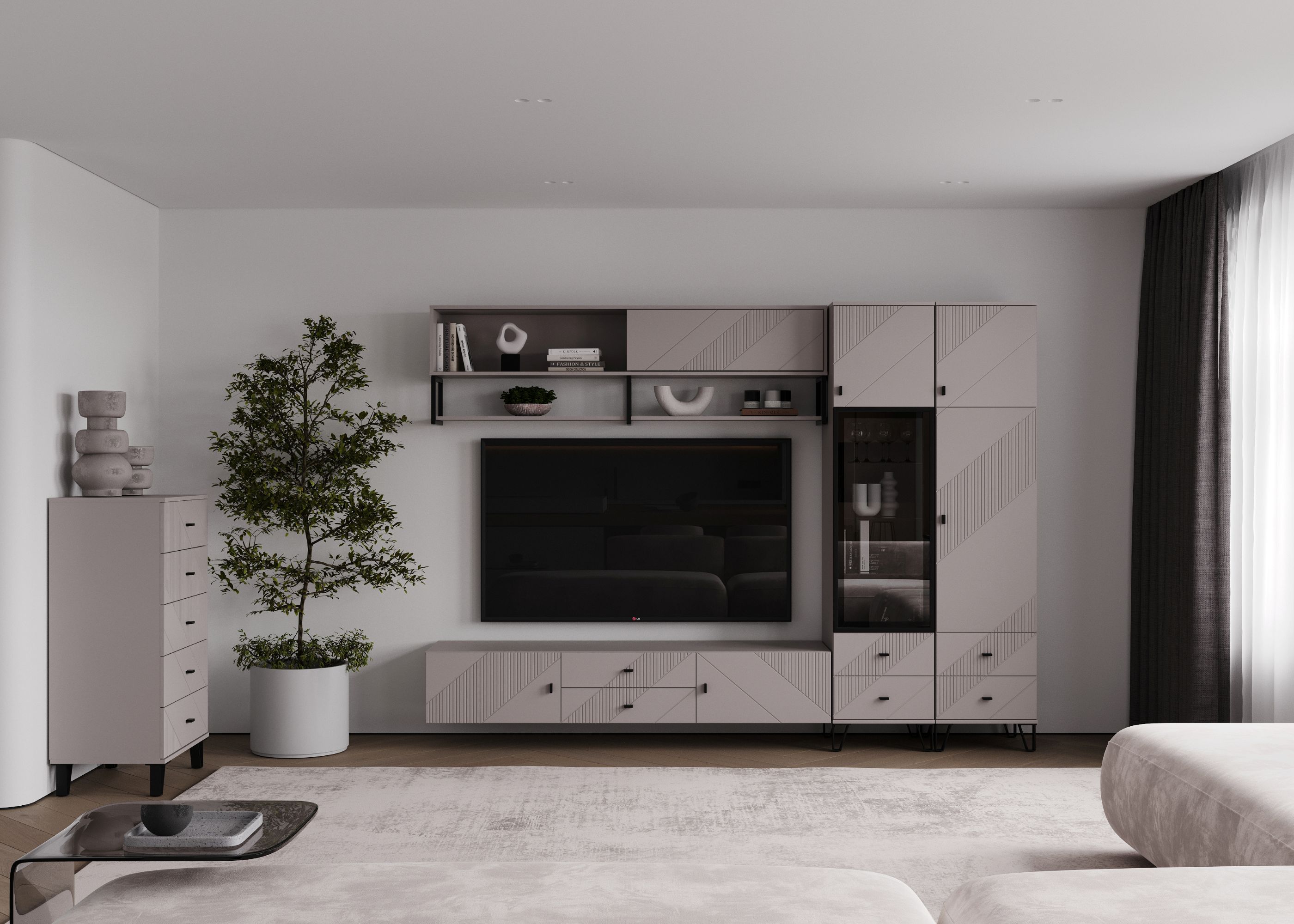 "Кашемир гостиная" Шкаф настенный (1800), кашемир/сантьяго