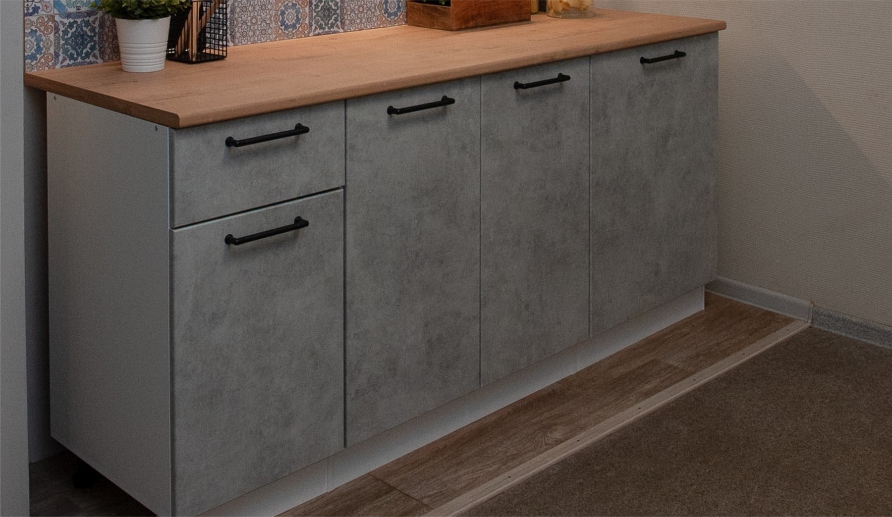 "Ника Лофт" Кухня 1,8м, Бетон лофт натуральный