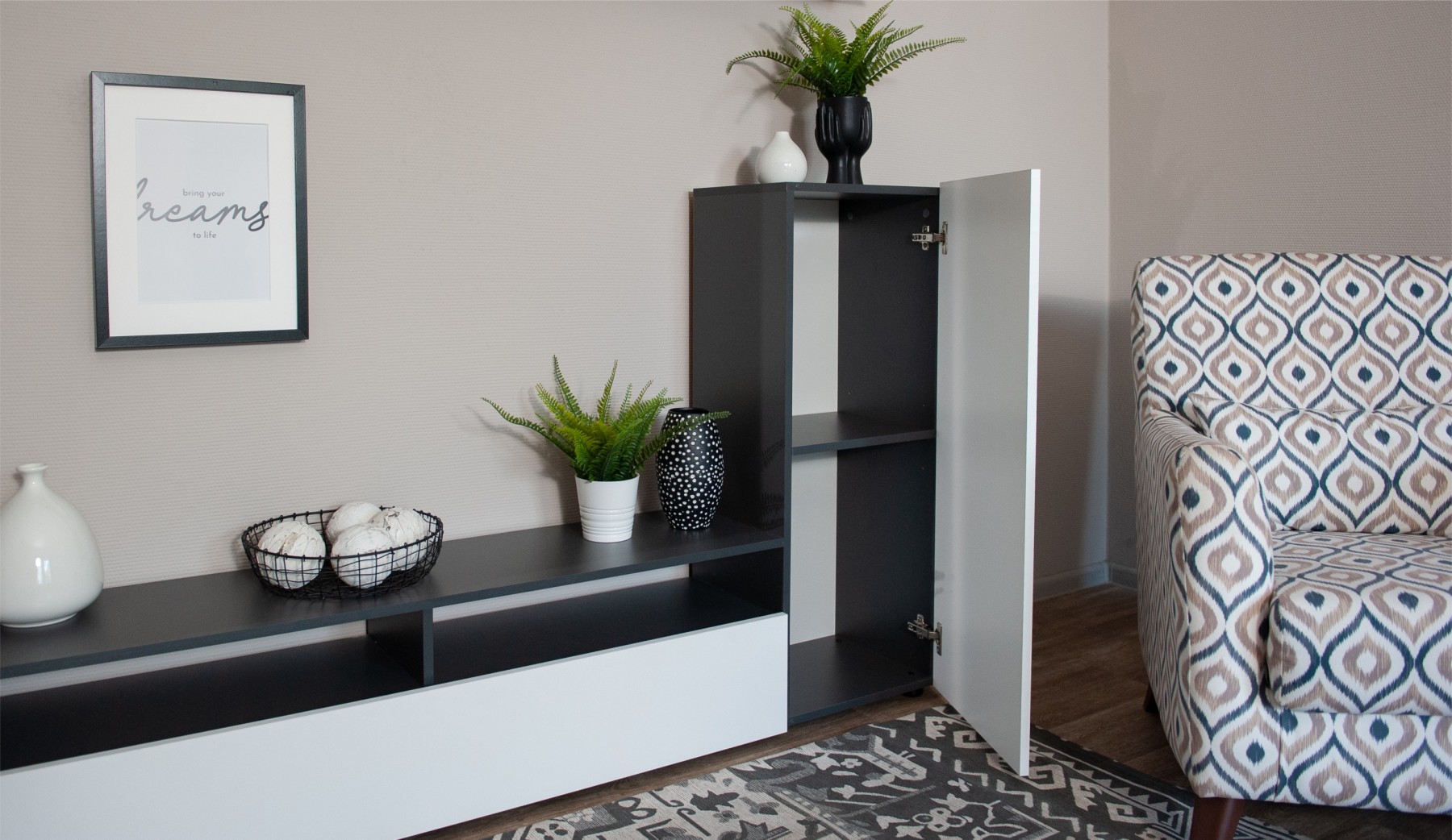 "Нео" Гостиная, Антрацит/Белый