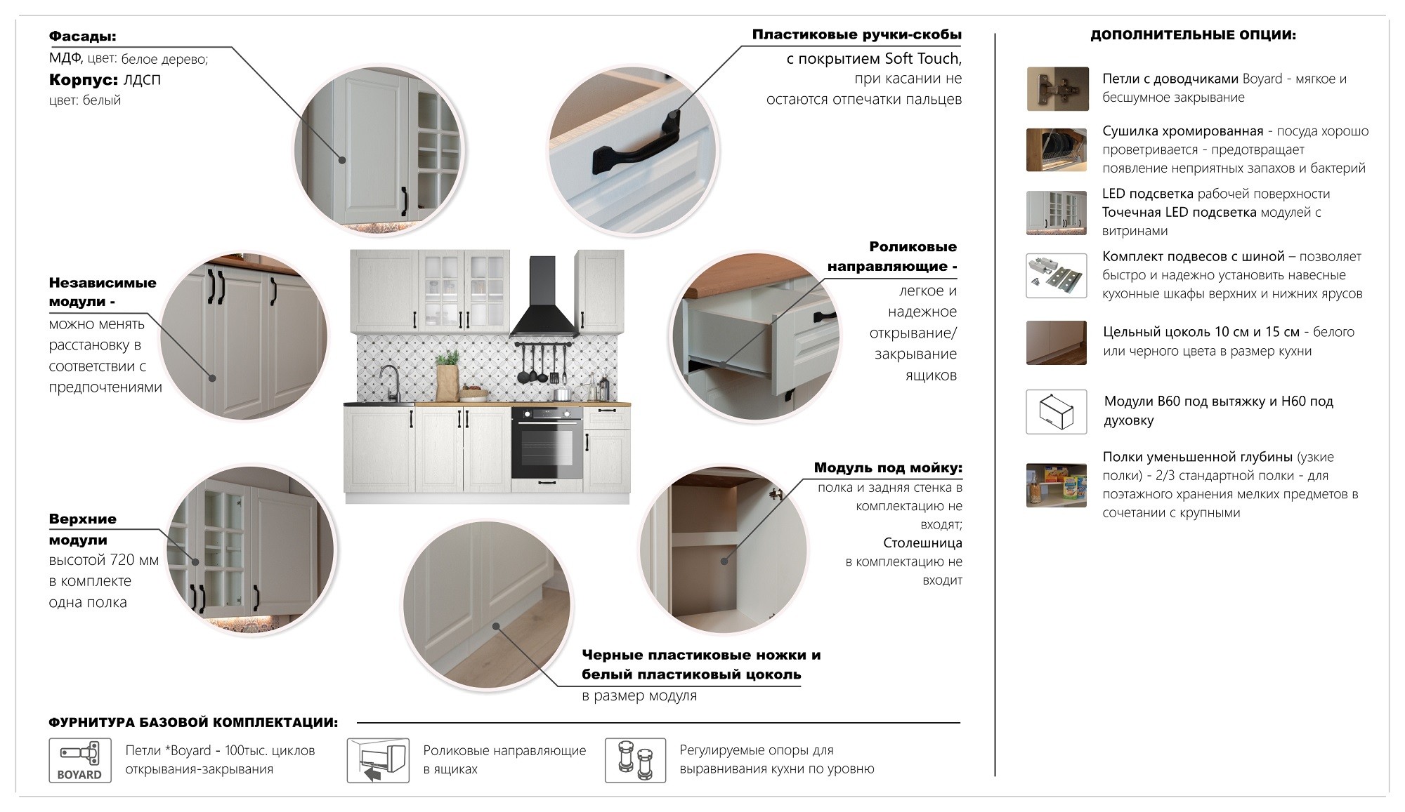 "Ника Классика" Кухня 1,8м, Белое дерево