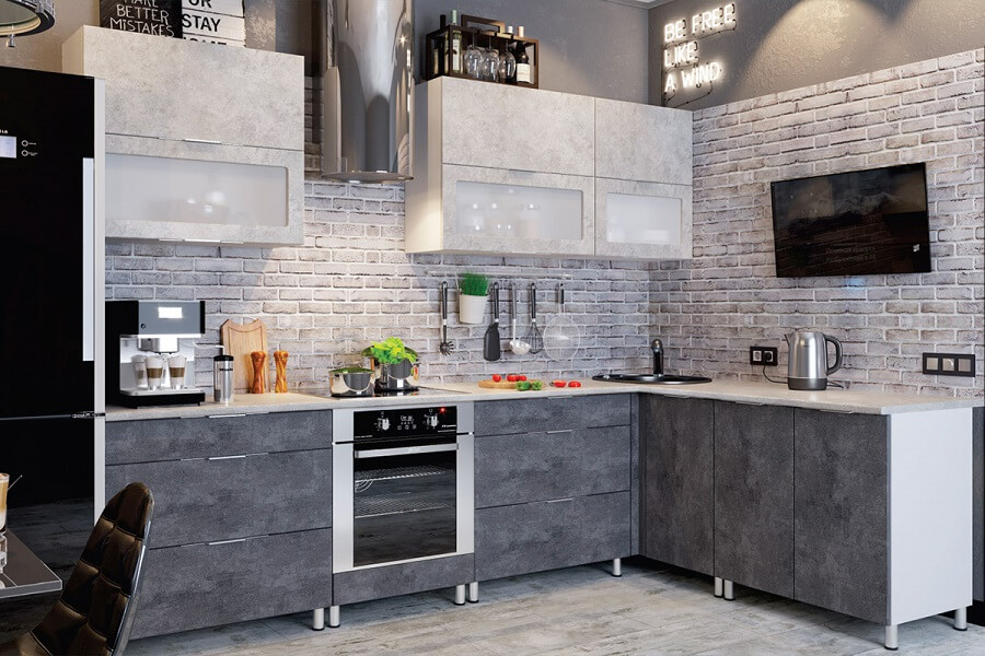 "Стефани-Милена" К/Г угловой ИМ, бетон лофт натуральный/бетон лофт графит