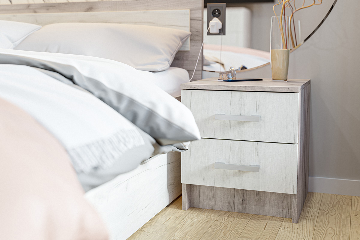 "Гармония" Тумба прикроватная ТБ 601, Дуб Крафт серый/Дуб Крафт белый