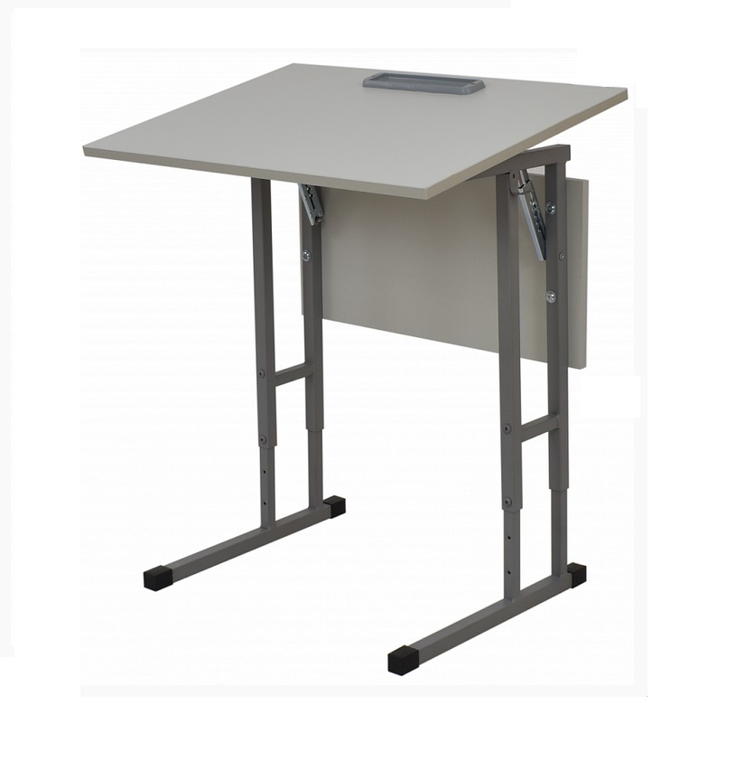 Парта одноместная с регулируемым углом наклона, каркас серый
