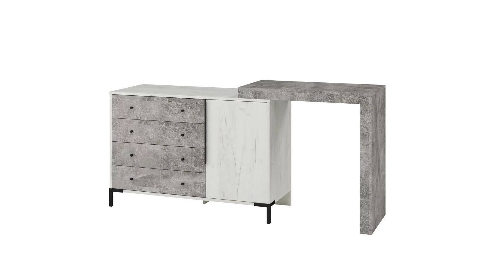 "Лофт" Комод 1100, дуб крафт белый/ателье светлый