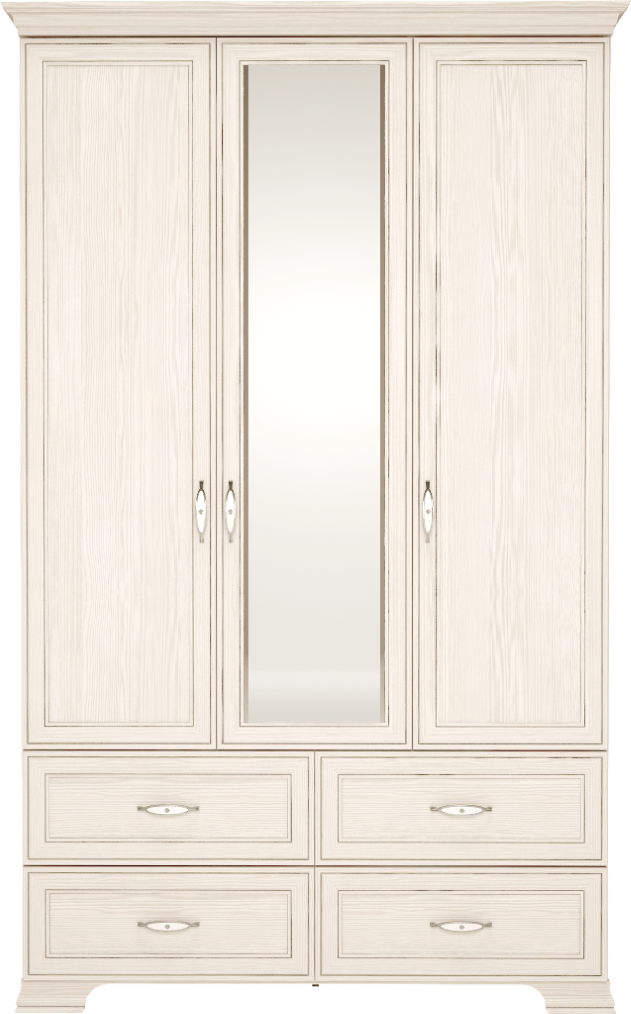 "Венеция" мод.(1) Шкаф для одежды 3-х дв с ящиками (с зеркалом), Бодега светлая