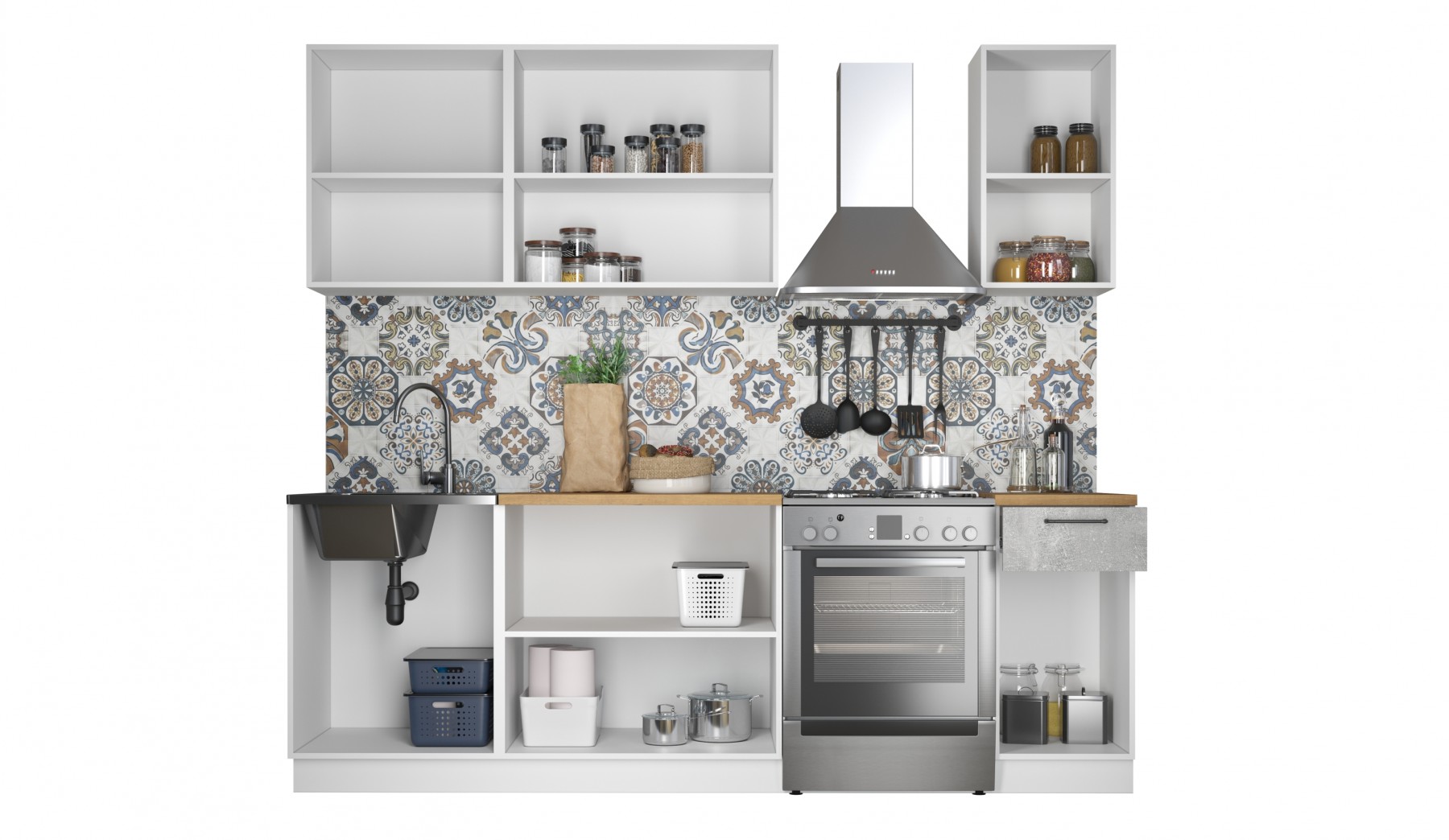 "Ника Лофт" Кухня 1,8м, Бетон лофт натуральный