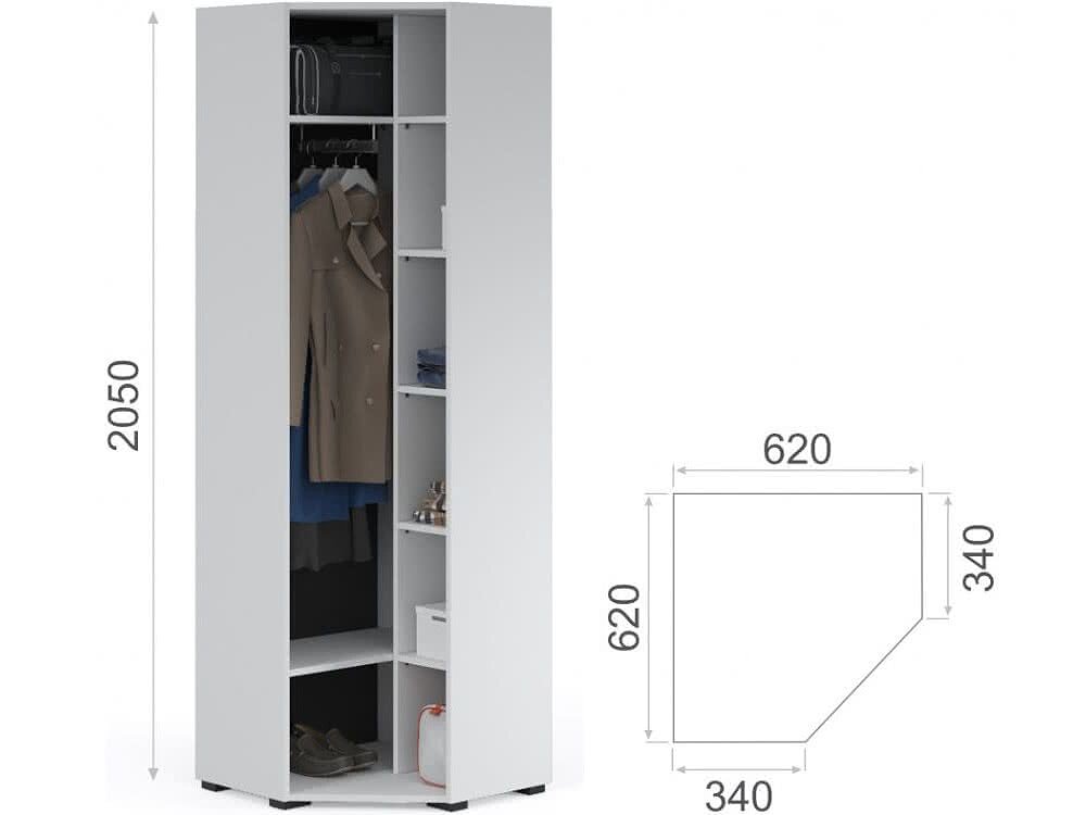 "Прихожая Йорк" Шкаф угловой, Белый жемчуг/Белый глянец