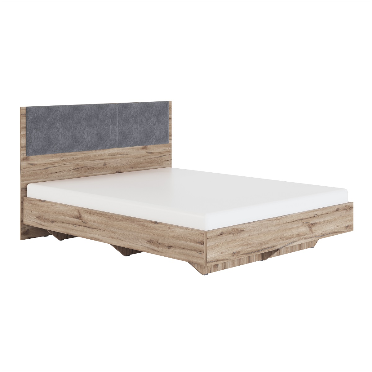 "Николь" Мод.1.3 Кровать с мягким элементом, Дуб Альпийский/Серый текстиль