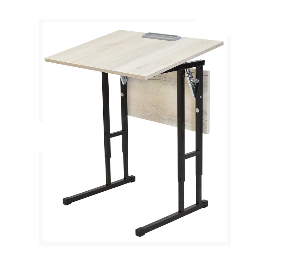 Парта одноместная с регулируемым углом наклона, каркас серый