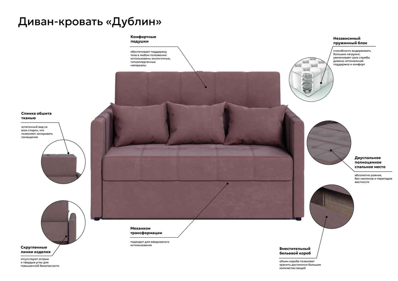 "Дублин" Диван прямой 1,4м.