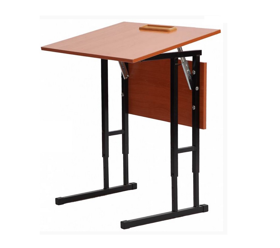 Парта одноместная с регулируемым углом наклона, каркас серый