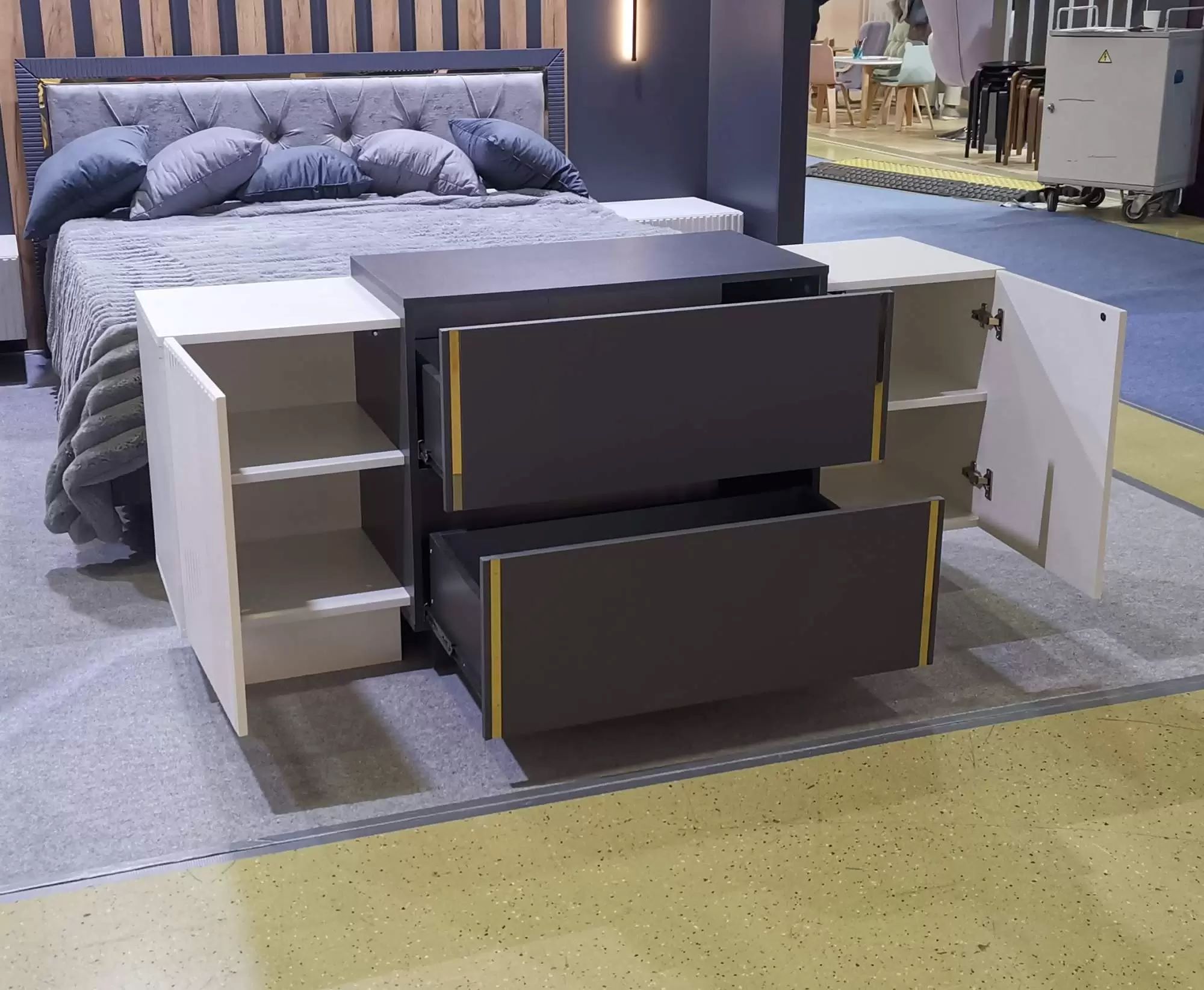 "Голд спальня" Комод, белый глянец/грей софт/белая шагрень/антрацит