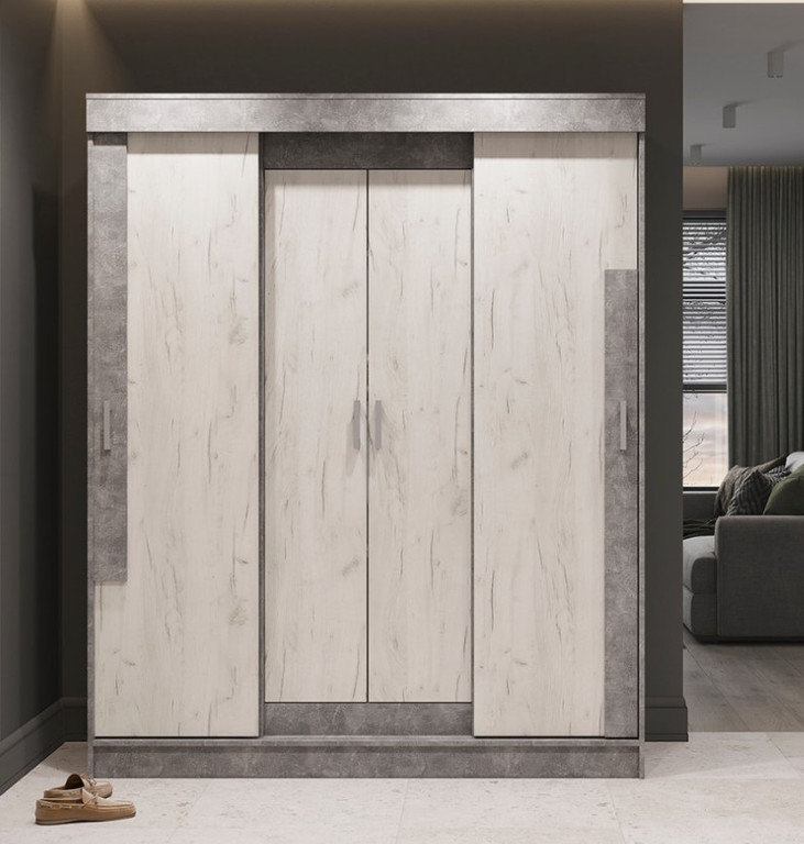 "Гамма" Шкаф-купе Шк01, ДУБ КРАФТ БЕЛЫЙ/АТЕЛЬЕ СВЕТЛЫЙ