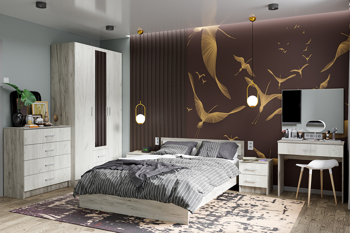 "Гармония" Комод 4 ящика КМ 601, Дуб Крафт серый/Дуб Крафт белый