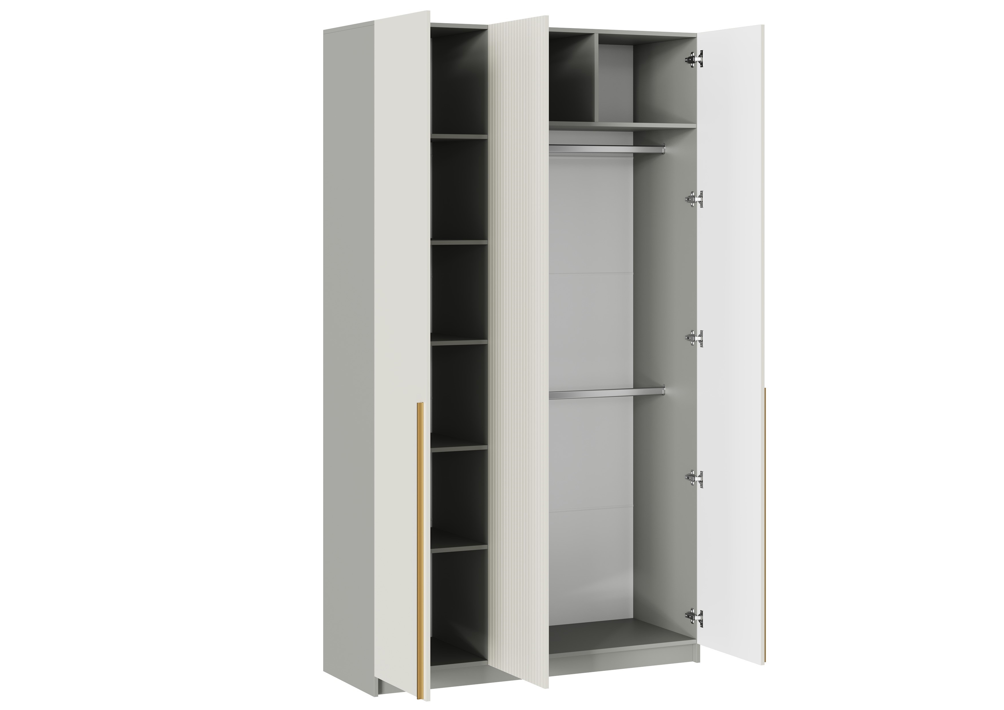 "Селена" Шкаф ШК-001 (3-ств.), Корпус ЛДСП- Шиншилла Сер./МДФ-мат.Кварц Грей Софт