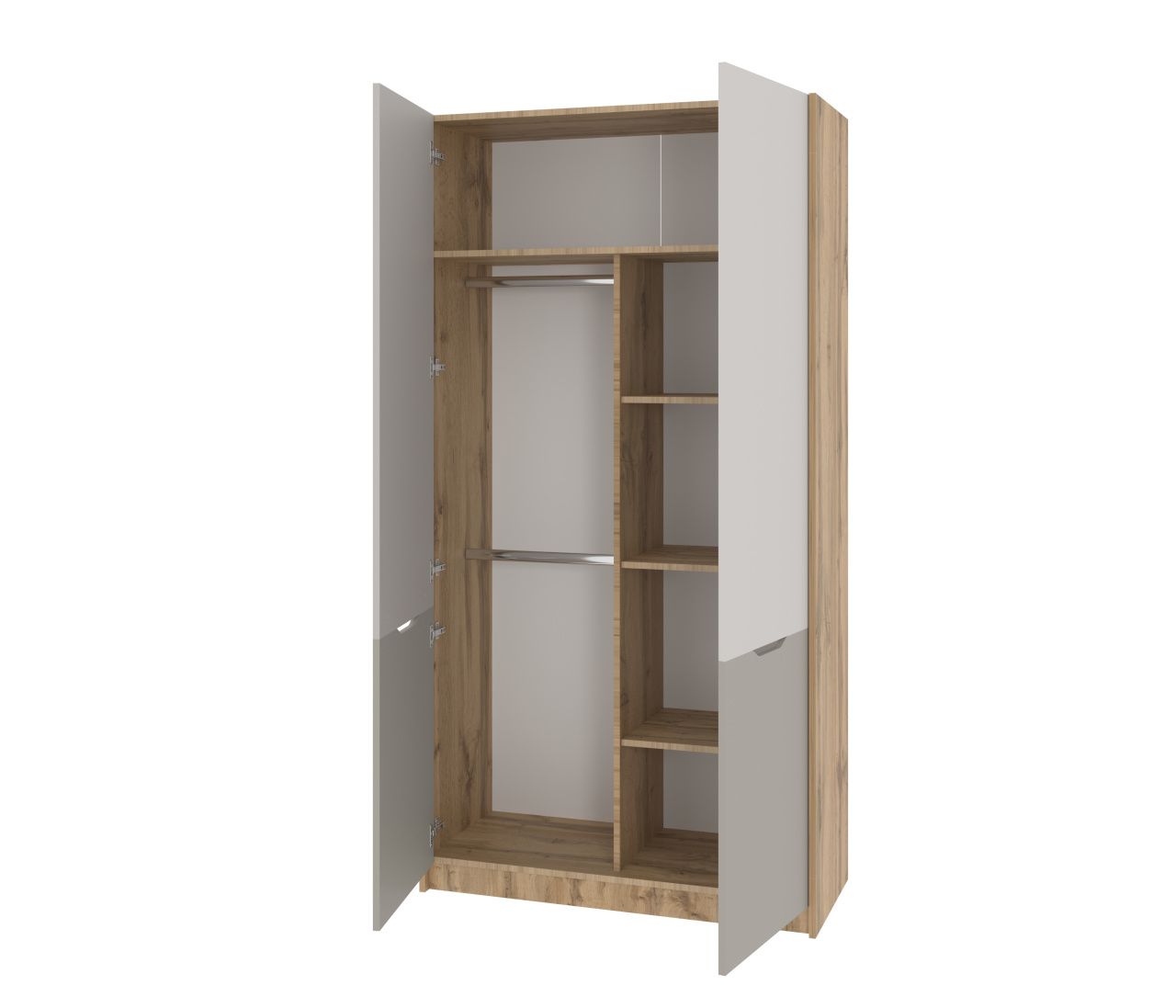 "Модена детская" Шкаф для одежды 2 дв. Шк015.2 (Шк015.1) ЛДСП Дуб вотан/Кашемир серый/глиняный серый