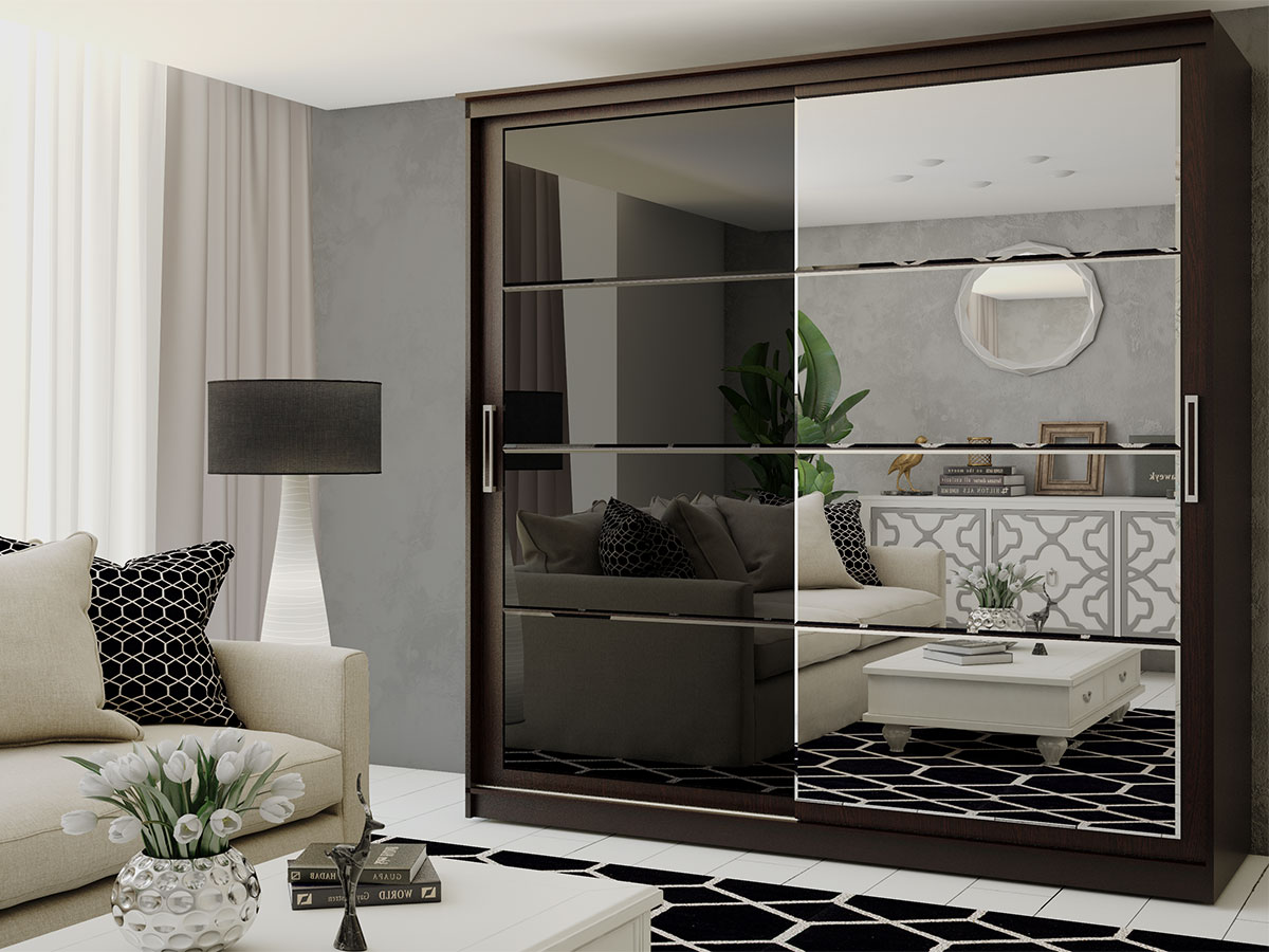 "№25" Шкаф-купе 2,0м ЛДСП, венге (черная лакобель)