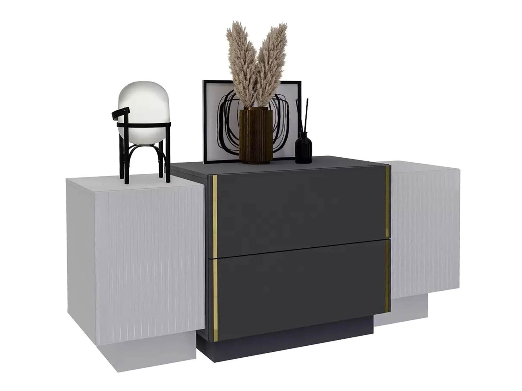 "Голд спальня" Комод, белый глянец/грей софт/белая шагрень/антрацит