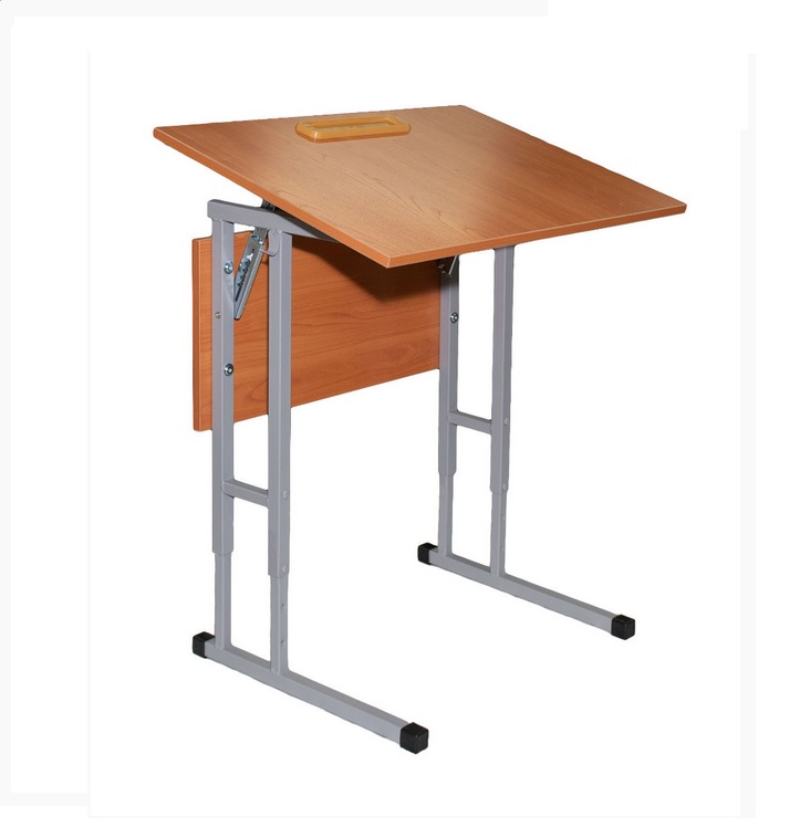Парта одноместная с регулируемым углом наклона, каркас серый