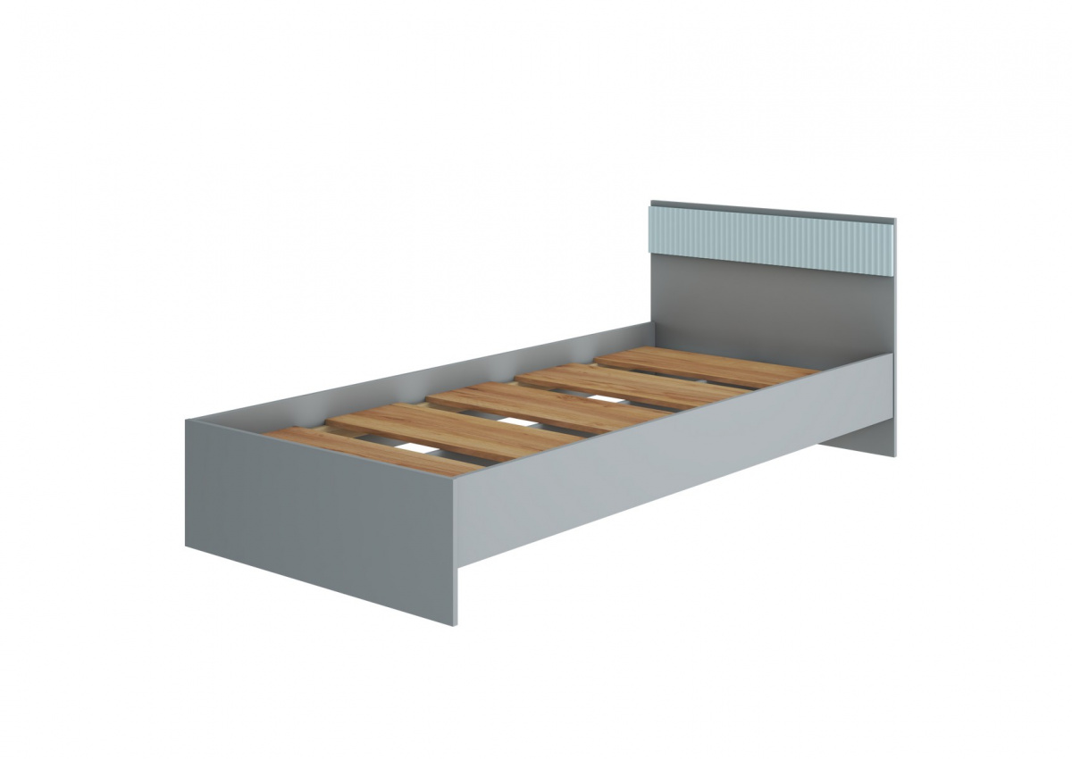 "Джерси" Кровать 900х2000 КР-003 МДФ,Шиншилла Серая/Фасад МДФ-матовая Скай TS 841-SFT (GREENWOOD)