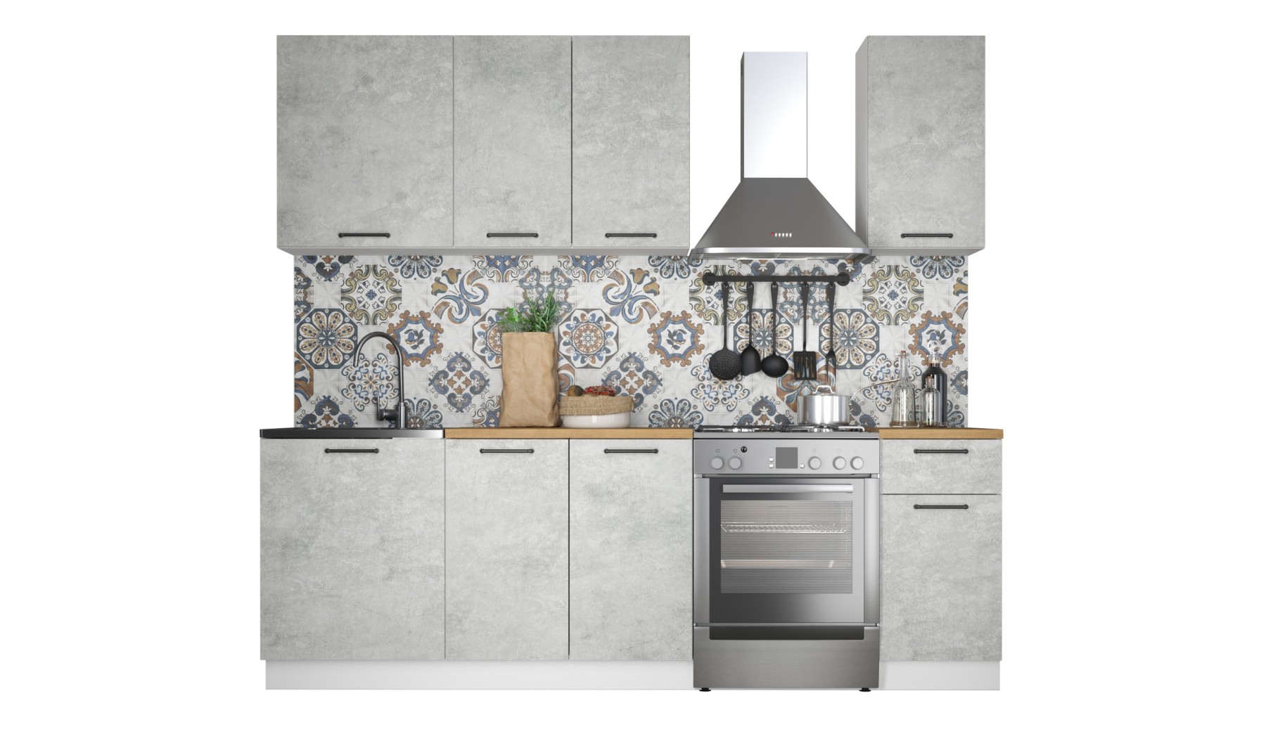 "Ника Лофт" Кухня 1,8м, Бетон лофт натуральный