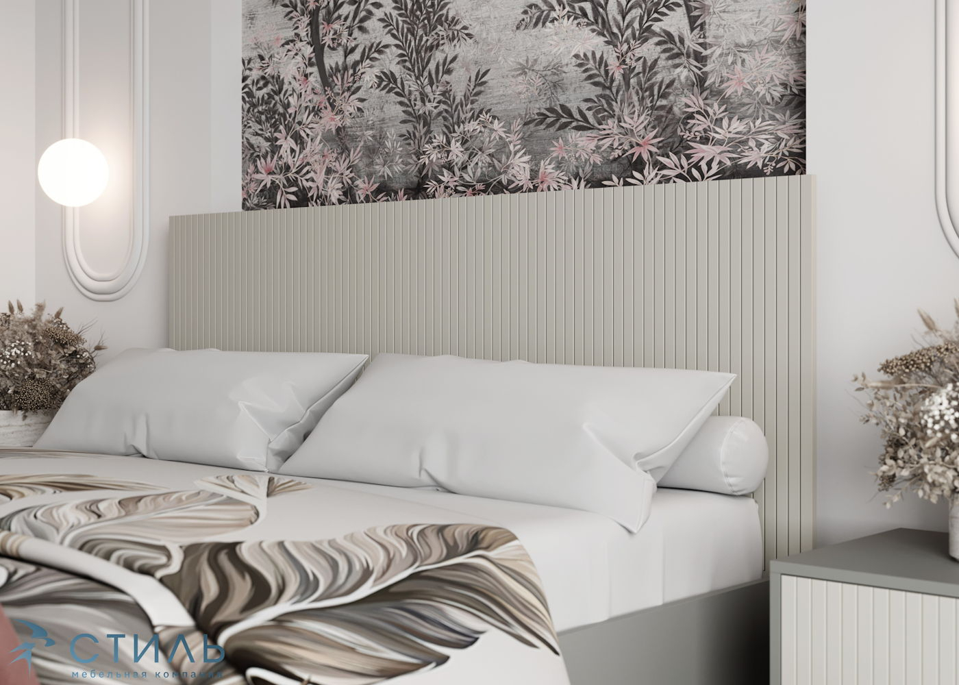 "Селена" Кровать МДФ КР-002 с ортопедом и с ПМ, ЛДСП- Шиншилла Сер./МДФ-мат.Кварц Грей Софт