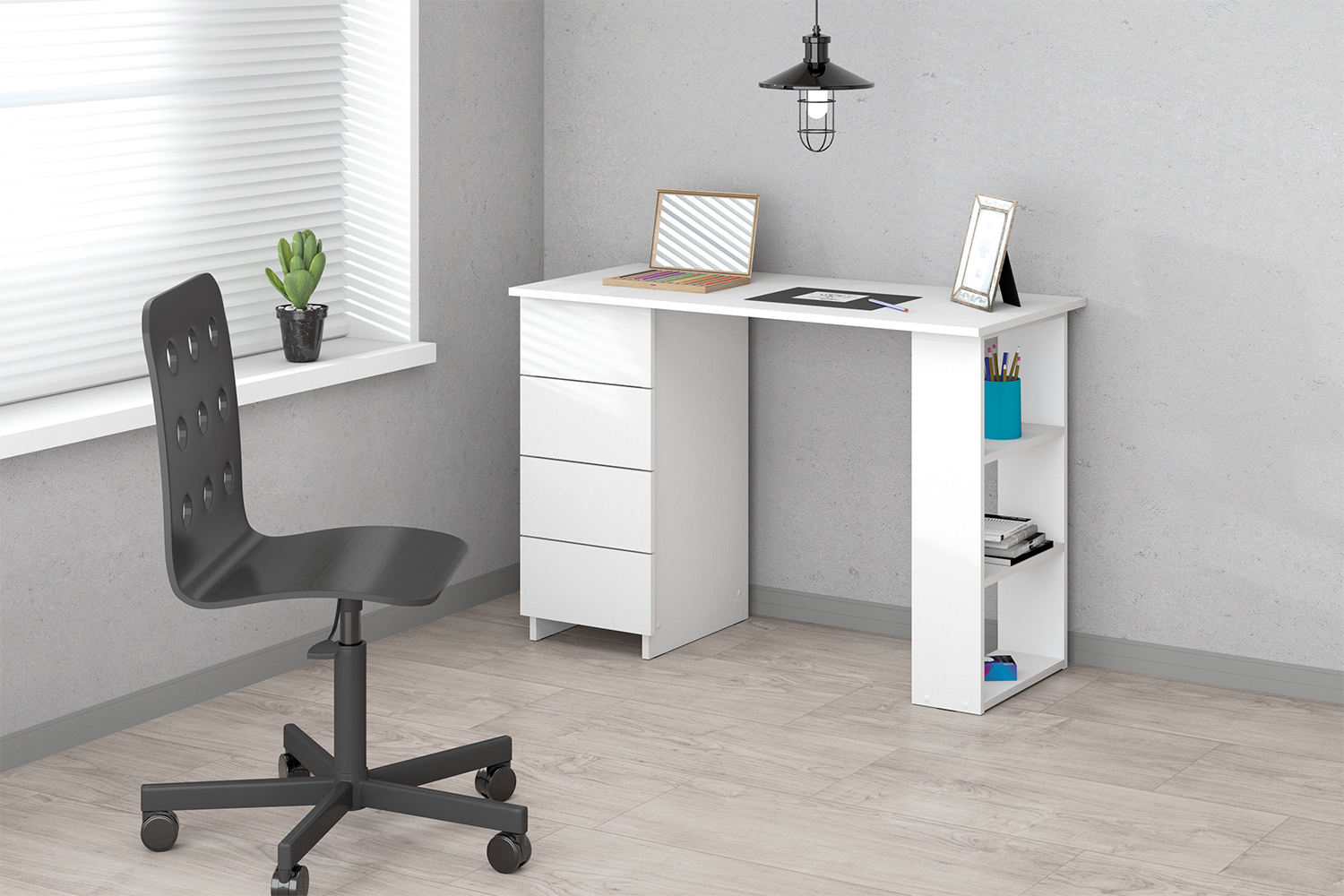 "№3" Стол письменный, Белый текстурный