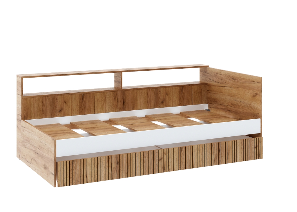 "Ивис" Кровать Кр-001, Корпус-Дуб Крафт золотой/Фасад ЛДСП-Белый (гладкий)