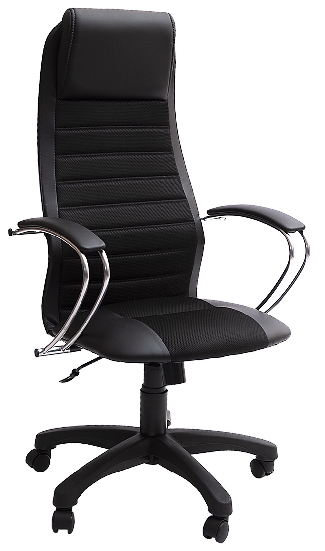 Кресло "Элегия L2" ткань черная "сетка", пятилучие пластик, механизм TOP-GUN, подл.Хром