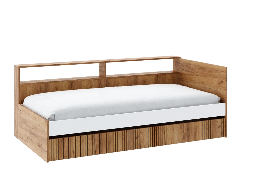 "Ивис" Кровать Кр-001, Корпус-Дуб Крафт золотой/Фасад ЛДСП-Белый (гладкий)