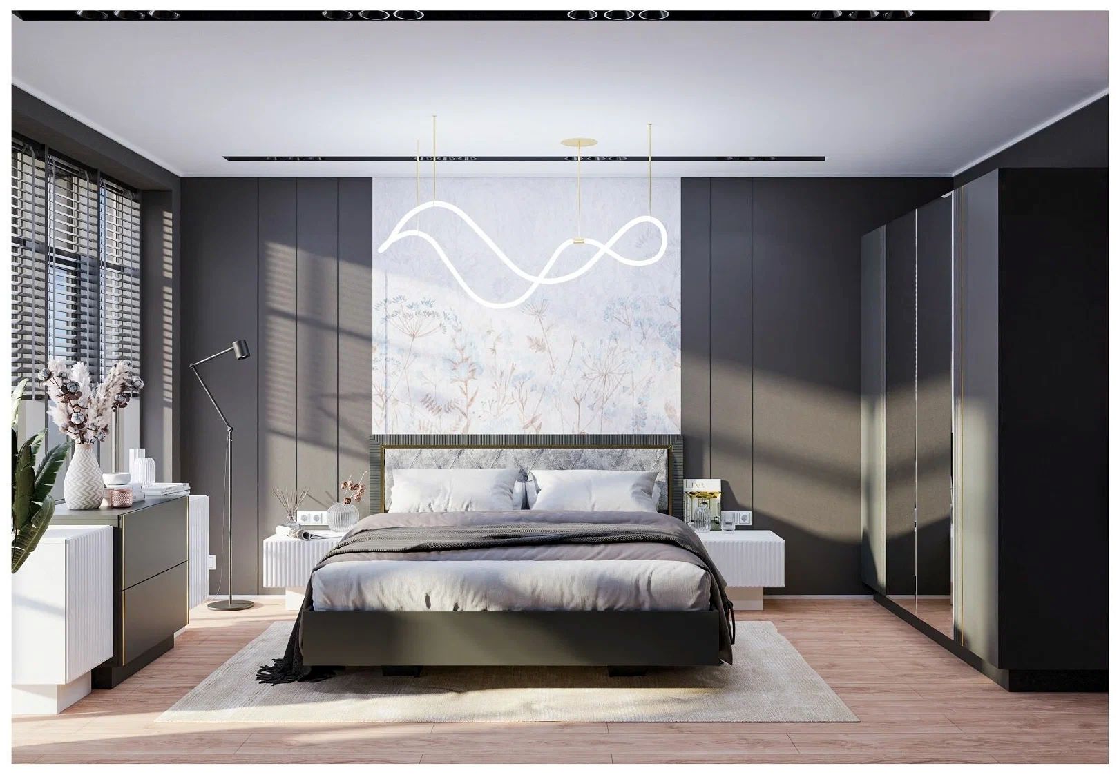 "Голд спальня" Комод, белый глянец/грей софт/белая шагрень/антрацит