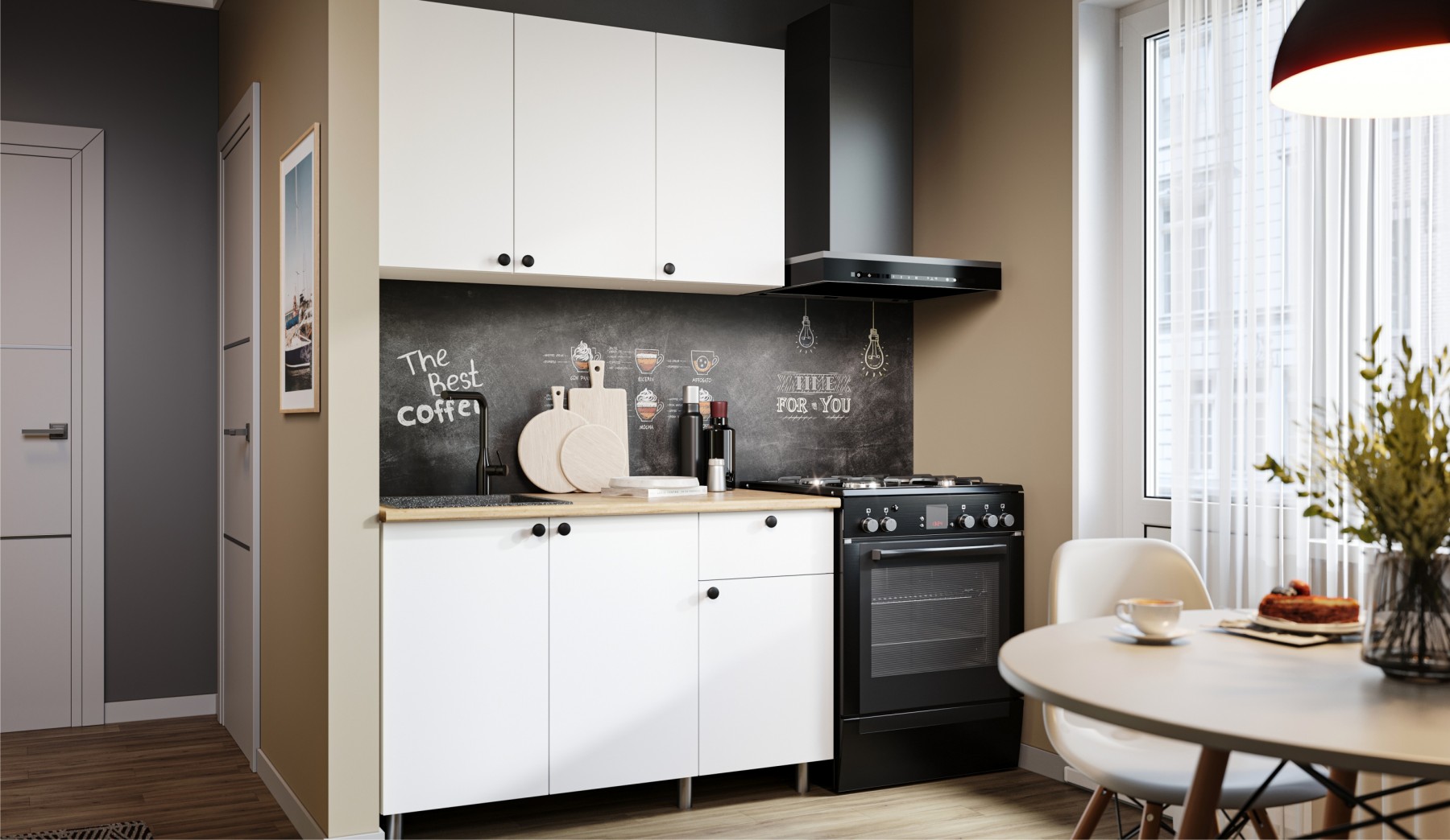 "Ева" Кухня 1,2м со столешницей (МП), Белый шагрень/Дуб классический