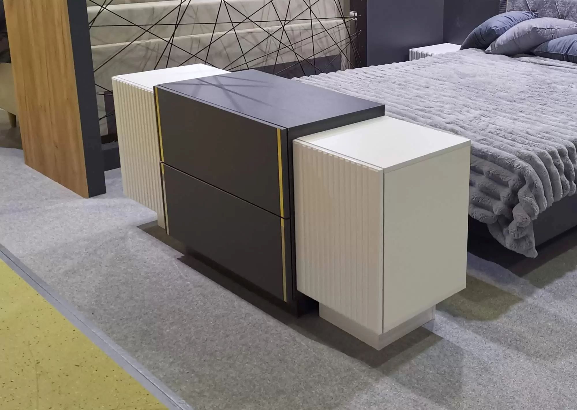 "Голд спальня" Комод, белый глянец/грей софт/белая шагрень/антрацит