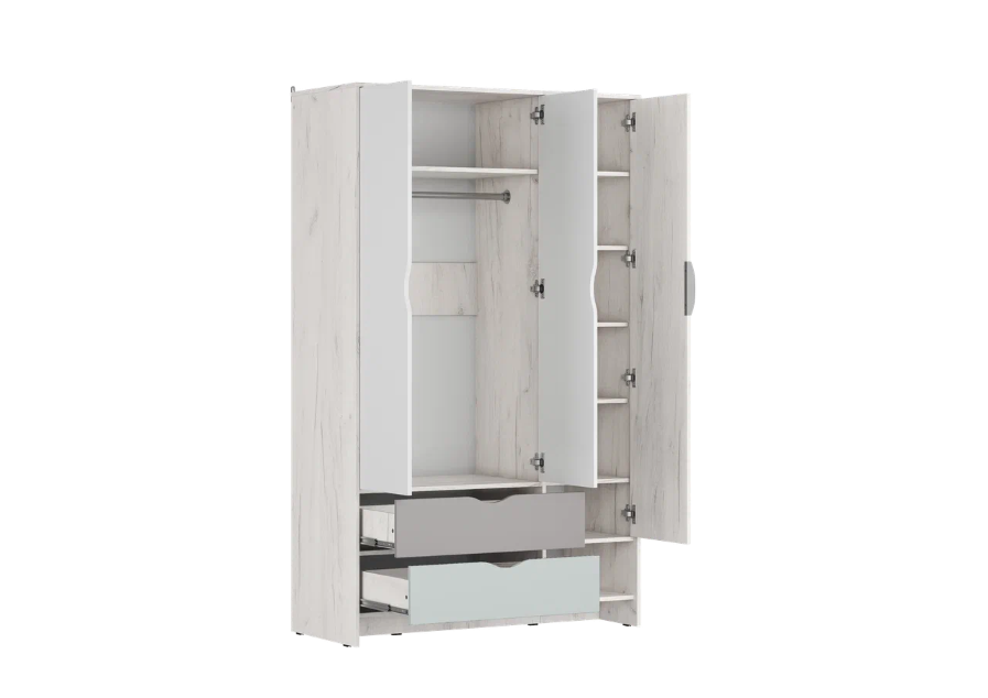 "Микс" Шкаф с ящиками ШР-03, ПВХ Кэмпион/ПВХ Каталея/ПВХ Магнолия/корпус Дуб Крафт белый