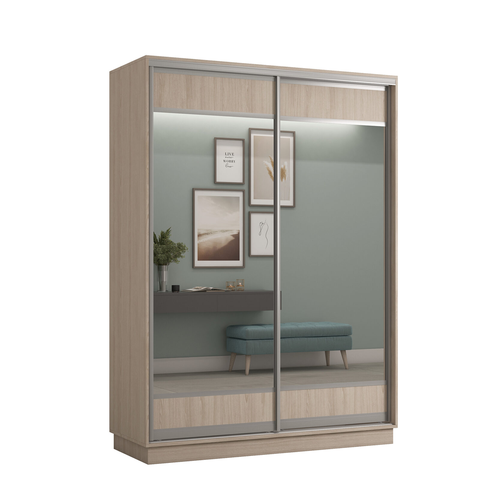 Шкаф-купе 2дв. 1200х2200 "№3", Профиль серебро/Ясень Шимо светлый