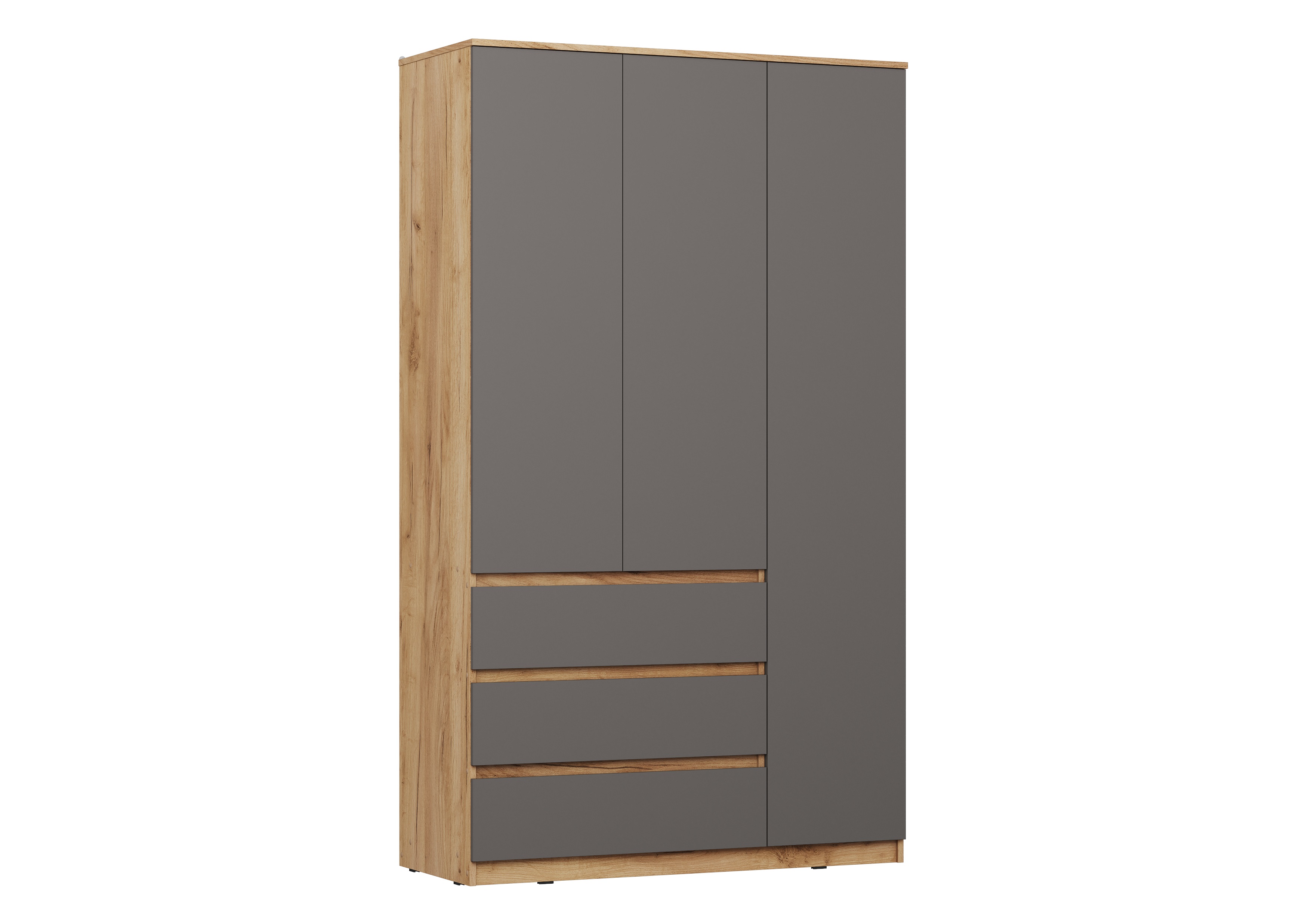 "Сити" Шкаф с ящиками ЛДСП ШР-03, Дуб Крафт Золотой/Графит Серый