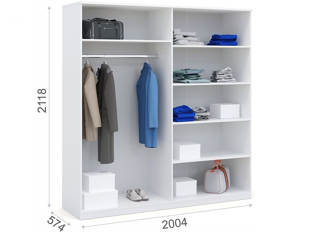 "Спальня Аврора" Шкаф 4-х дверный с зеркалом, Белый/Ателье светлый